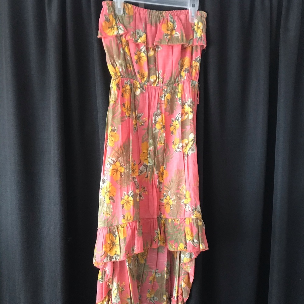 Tropical sleeveless high low dress